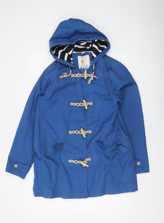 Seasalt Cornwall Women Blue Waterproof Hooded Rain Coat Size 12