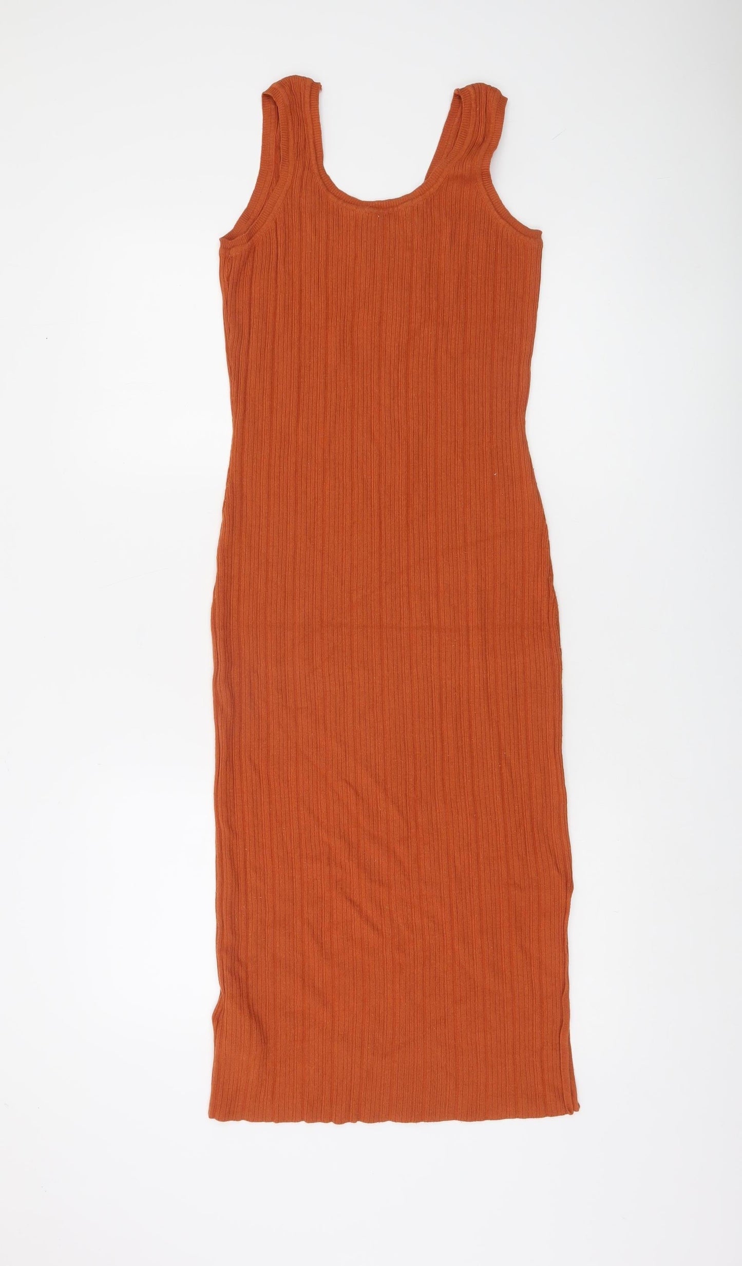 Superdry Women Brown Ribbed Midi Tank Dress Size 10