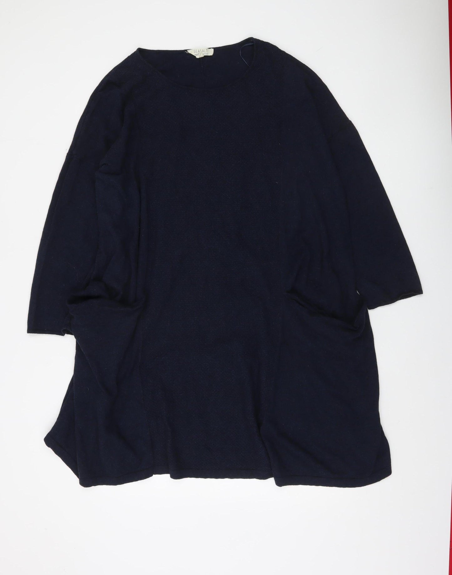 Seasalt Women Blue Size 22 Knit Shift Dress 3/4 Sleeve