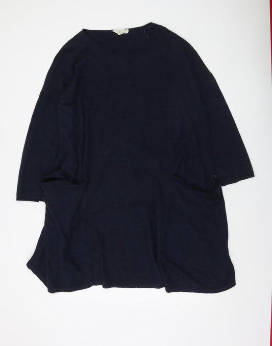 Seasalt Women Blue Size 22 Knit Shift Dress 3/4 Sleeve