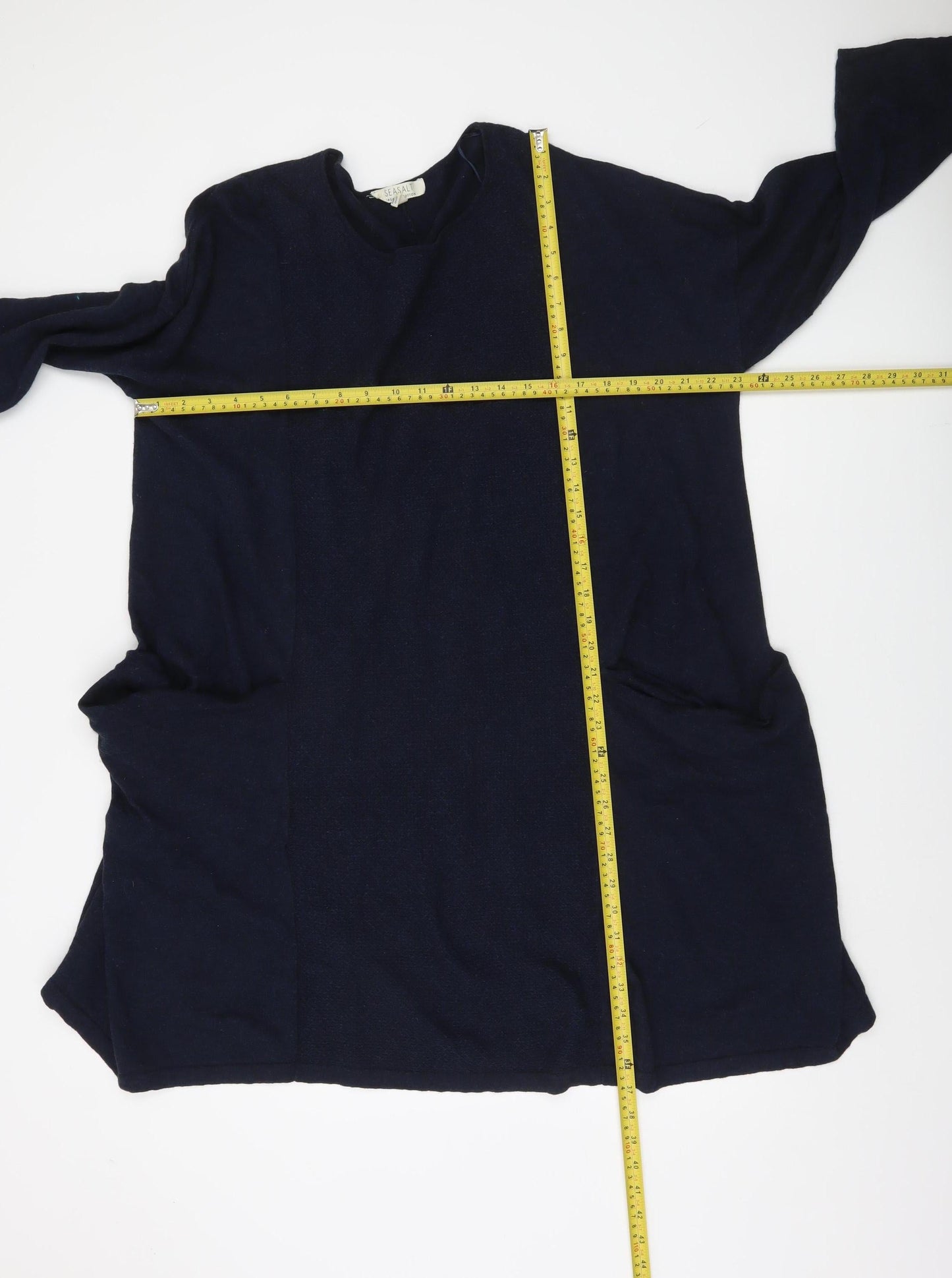 Seasalt Women Blue Size 22 Knit Shift Dress 3/4 Sleeve