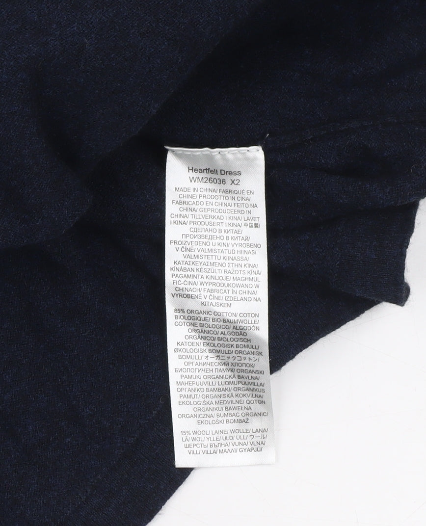 Seasalt Women Blue Size 22 Knit Shift Dress 3/4 Sleeve