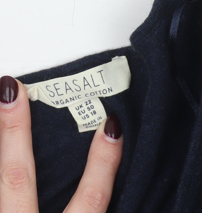 Seasalt Women Blue Size 22 Knit Shift Dress 3/4 Sleeve