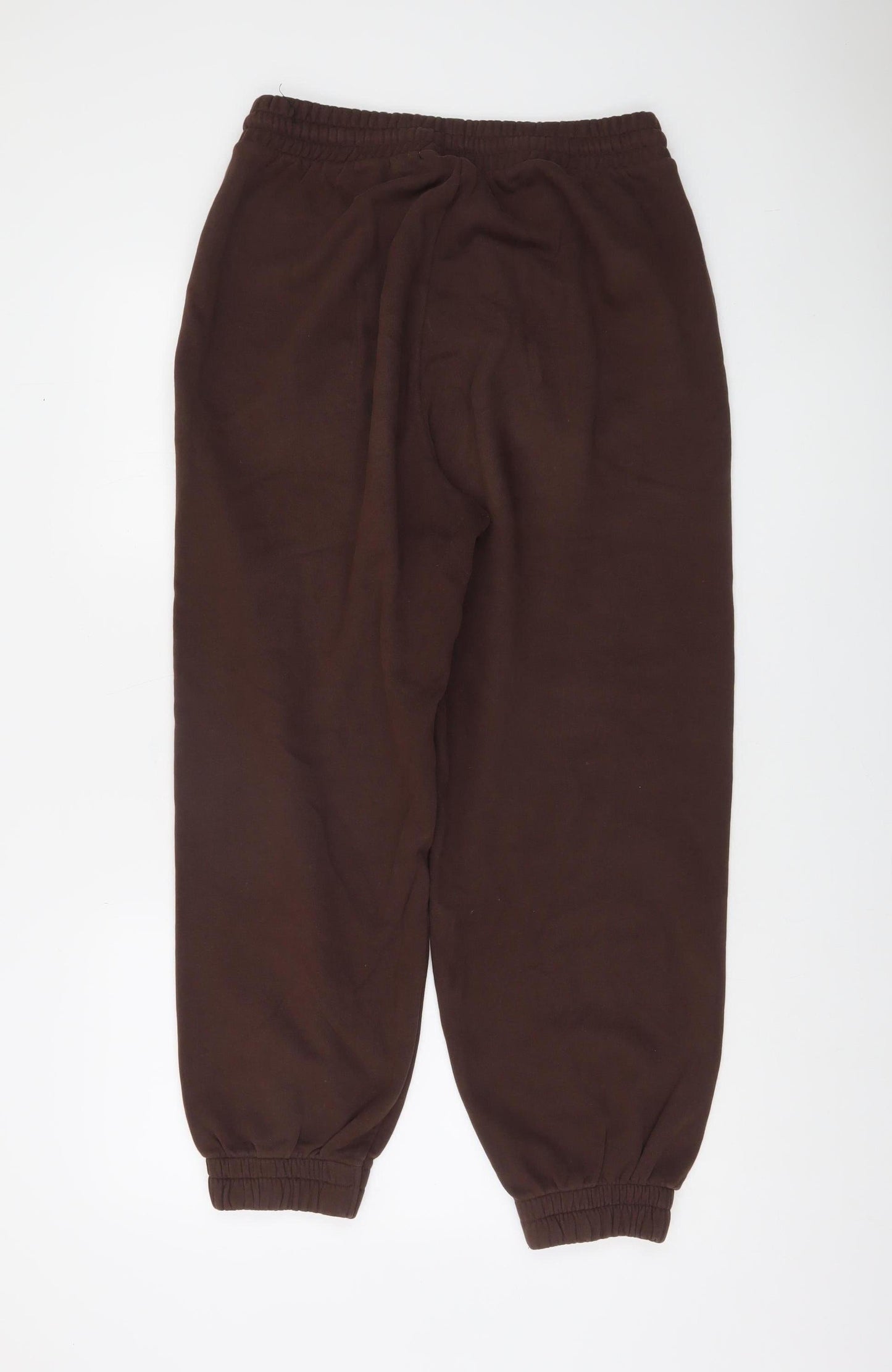 Diesel Women Brown Fleece Sweatpants L Logo Elastic Waist