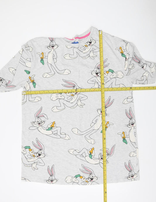 Warner Bros Women Grey Bugs Bunny Nightshirt L Cotton Blend