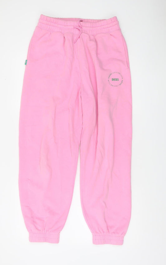 Diesel Womens Pink Cotton Blend Logo Sweatpants L