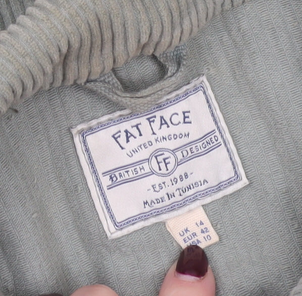 Fat Face Women’s Green Corduroy Jacket Size 14 Casual Buttoned