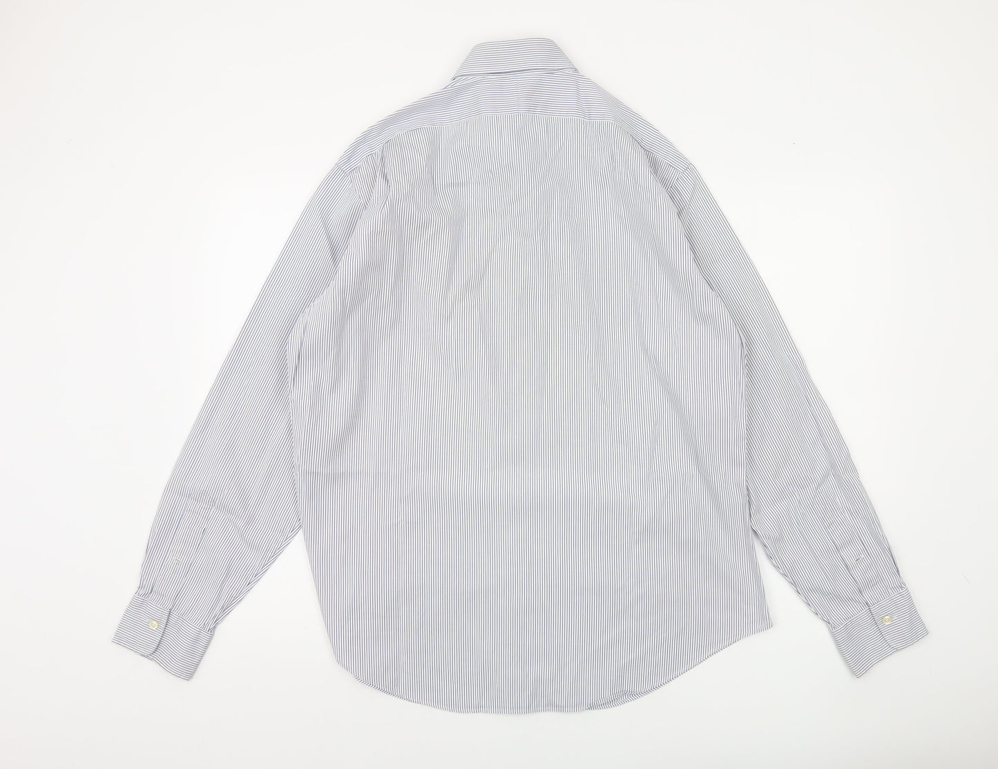 Ralph Lauren Men's Blue Striped Long Sleeve Button-Up Shirt 16.5 42 Slim Fit