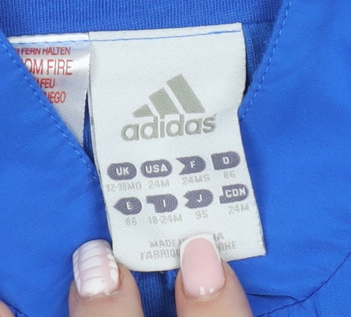 Adidas Boys Blue Track Jacket 12-18 Months Full Zip Sportswear