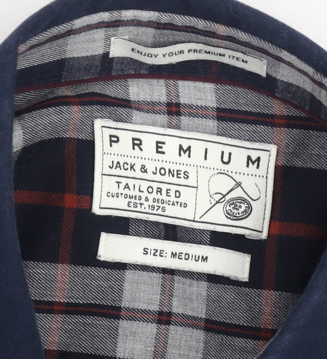 Jack & Jones Men's Blue Slim Fit Long Sleeve Button-Up Shirt Size M