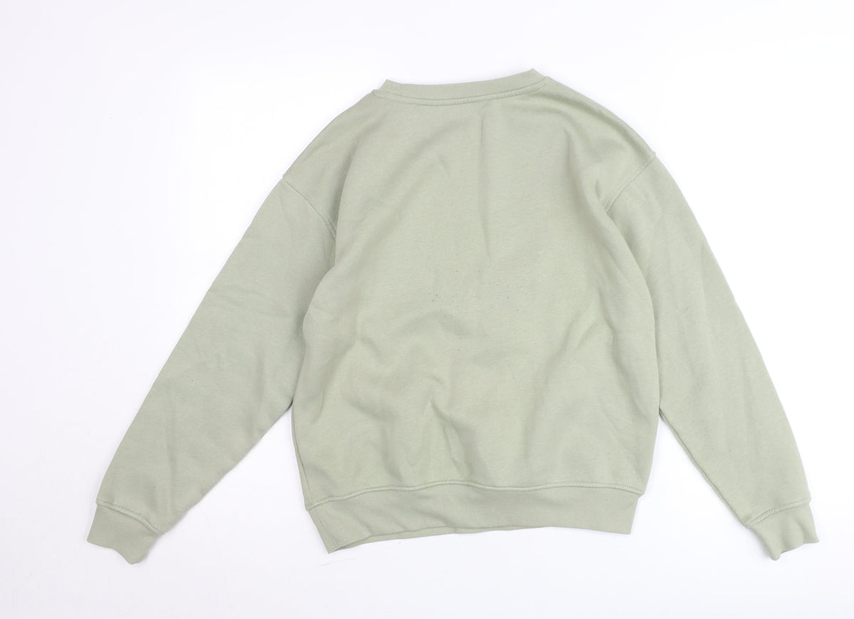 Close-up detail of Dunnes Women’s Sage Green XS Pullover Sweatshirt The Hamptons Print