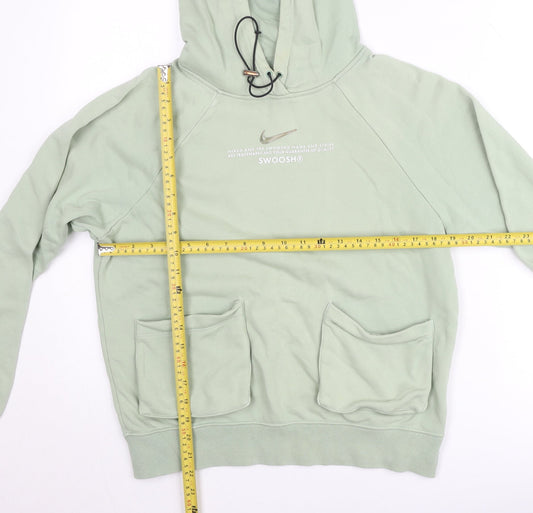 Nike Women’s Green Pullover Hoodie XS Cotton Blend Swoosh Design