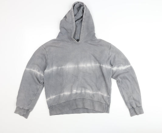 Nasty Gal Women’s Grey Tie-Dye Pullover Hoodie UK 8