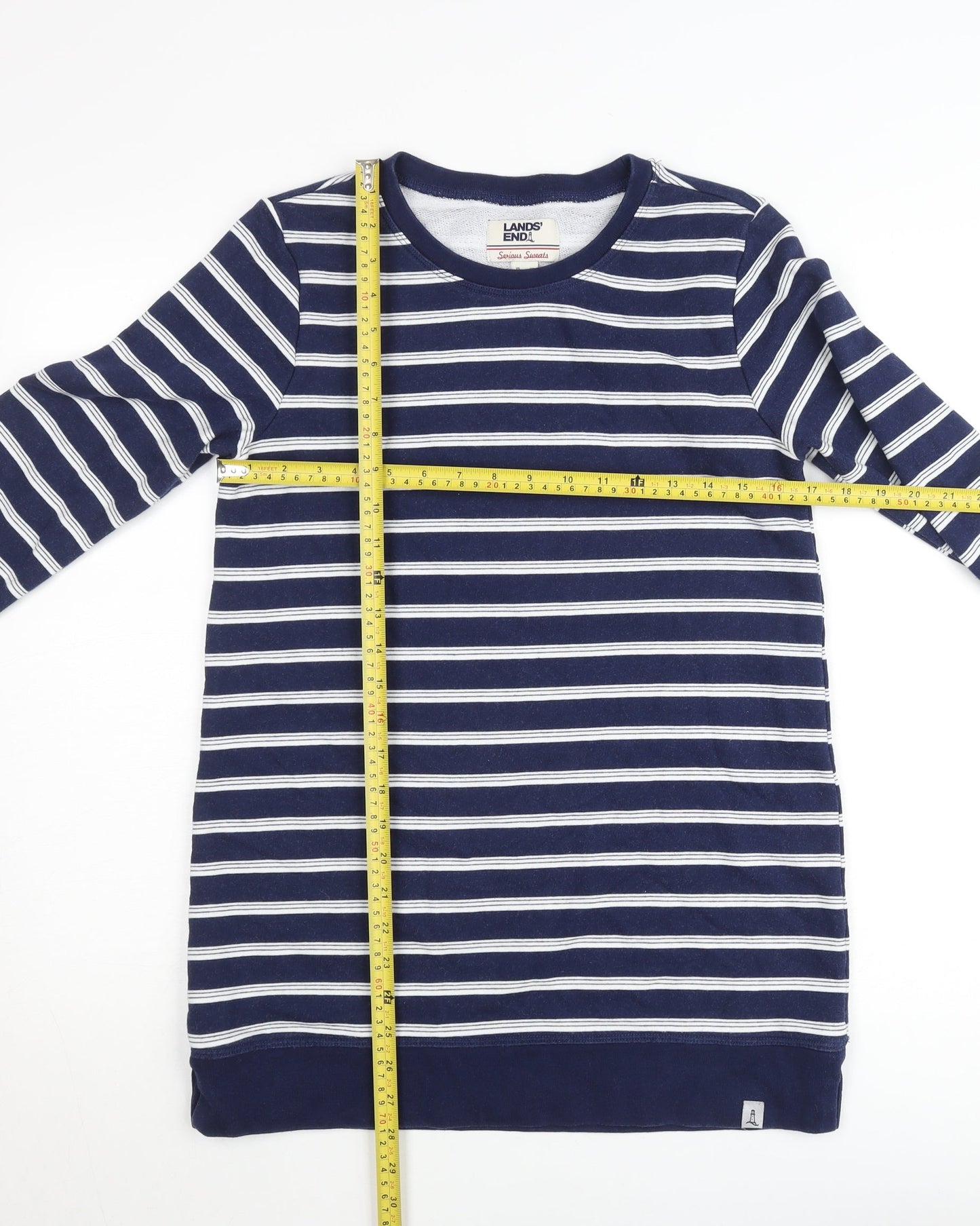 Womens UK XS Regular Lands' End Blue Pullover Sweatshirt