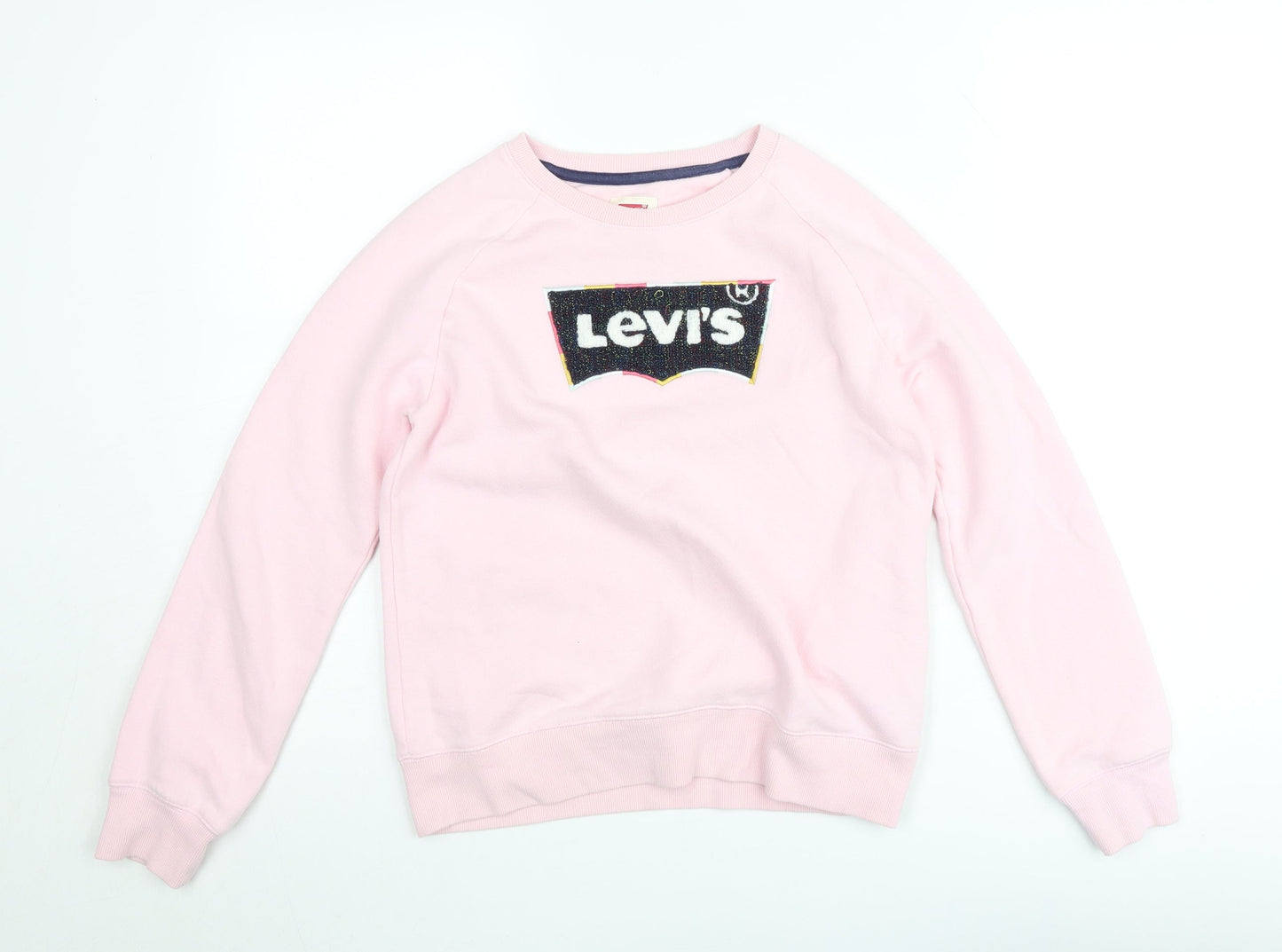 Levi's Girls Pink Logo Pullover Sweatshirt XL 13-15 Years Fleece Crew Neck