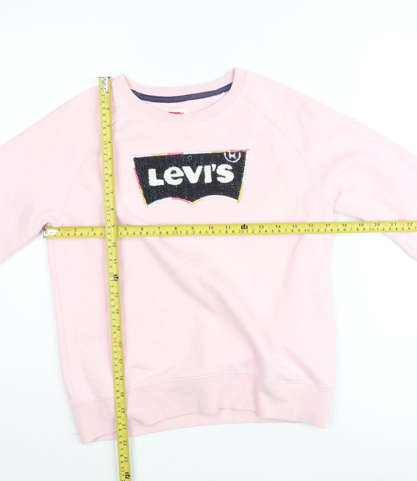 Levi's Girls Pink Logo Pullover Sweatshirt XL 13-15 Years Fleece Crew Neck