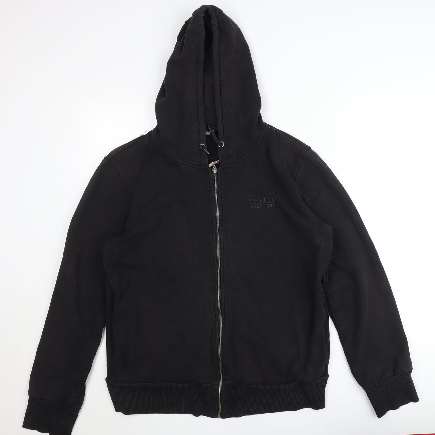 Firetrap Men’s Black Hooded Full Zip Jacket L Cotton Blend