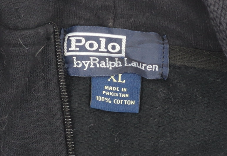 Ralph Lauren Men's Black XL Full Zip Hooded Cotton Jacket