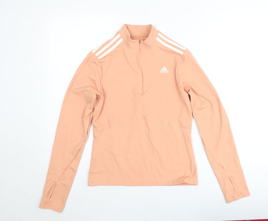 Adidas Women's Peach Long Sleeve 1/4 Zip Pullover Sweatshirt Size L
