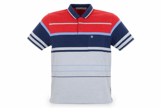 Bowling Men's Multicoloured Striped Cotton Polo Shirt Size L