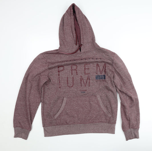 S&J Premium Apparel Men Red Pullover Hoodie Medium Knit Logo Graphic