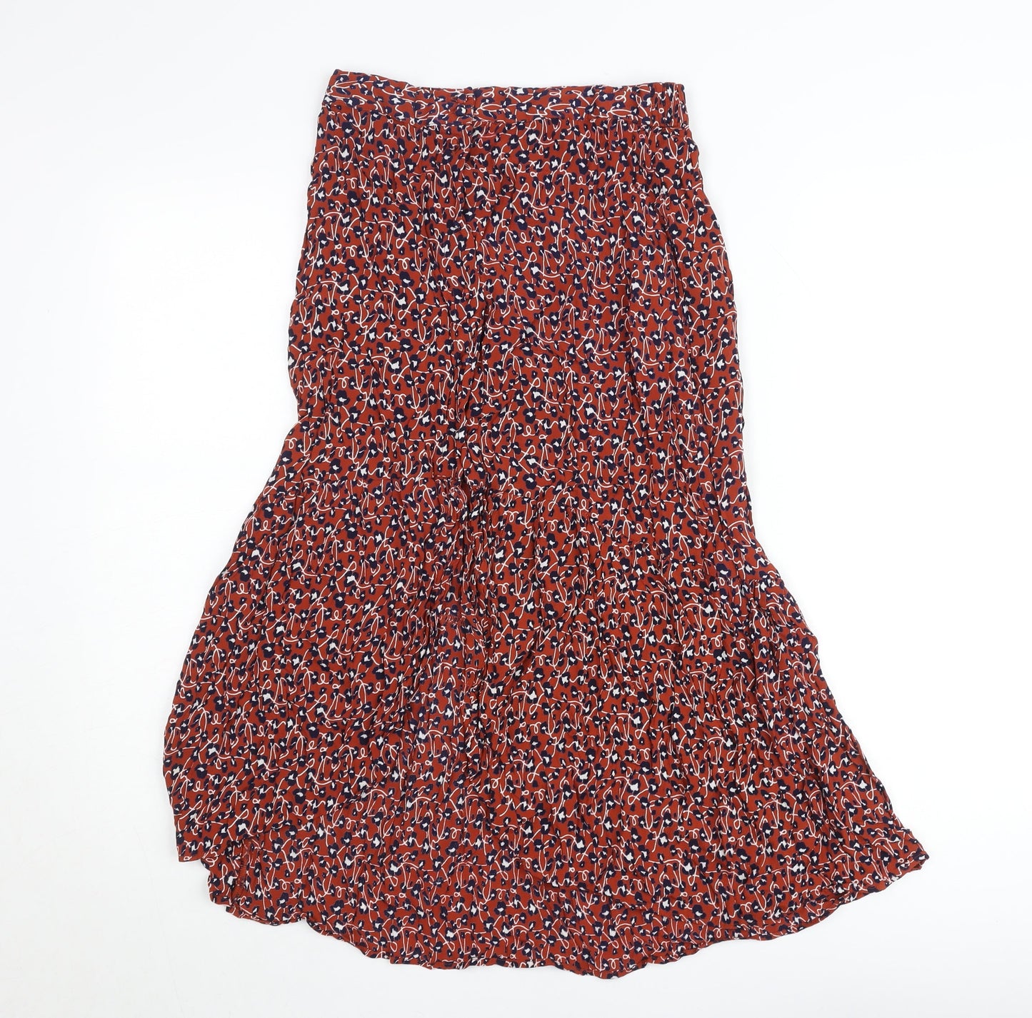 Pieces Womens Red Floral Midi Flare Skirt Size S