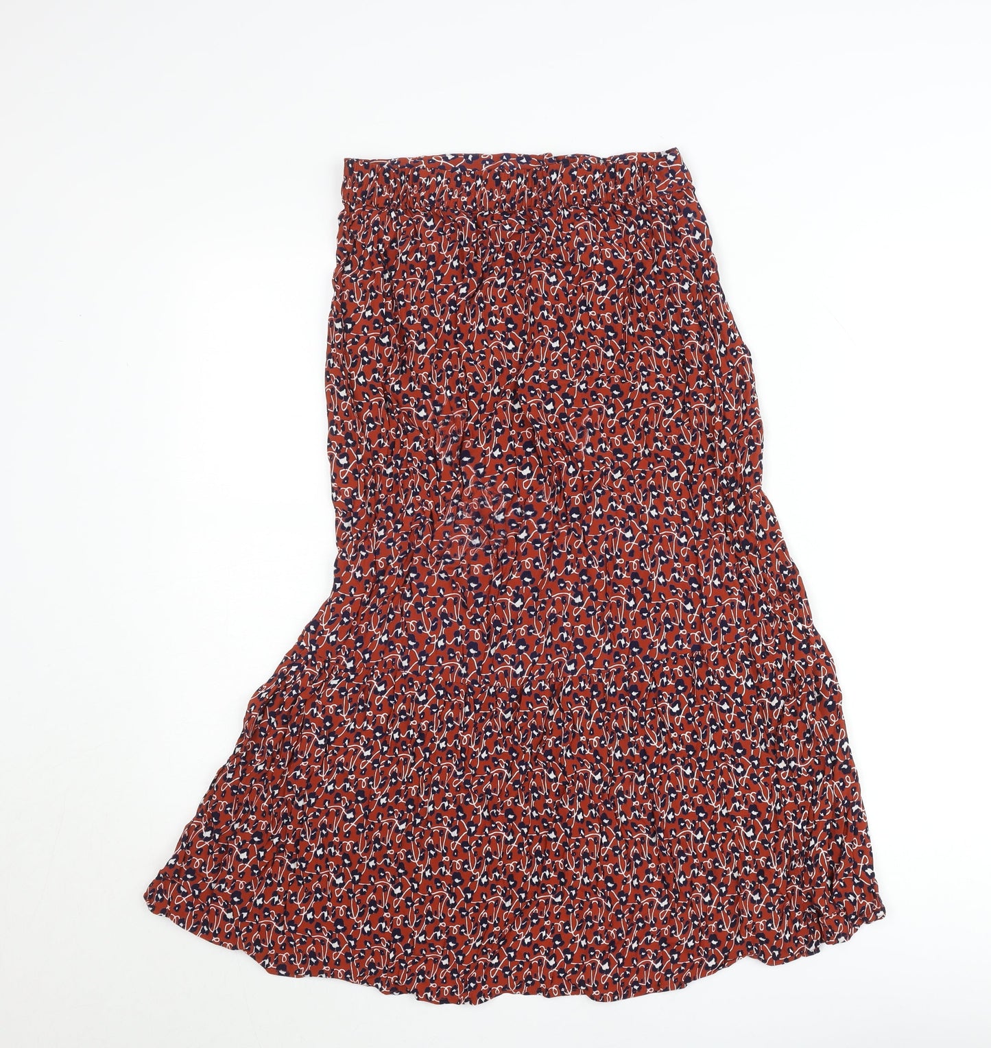 Pieces Womens Red Floral Midi Flare Skirt Size S