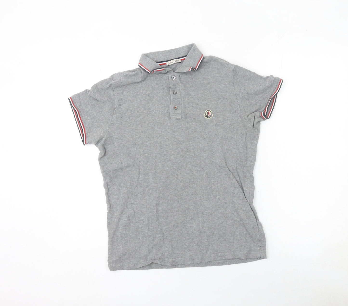 Moncler Men's Grey Short Sleeve Polo Shirt Size M Slim Fit