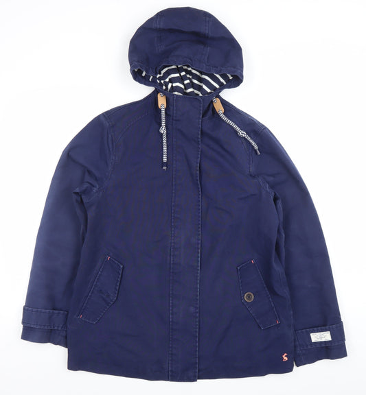 Joules Womens Blue Waterproof Hooded Rain Coat Jacket UK 12