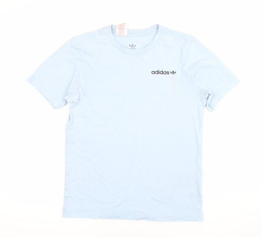 Adidas Boys Blue Logo Cotton T-Shirt 11-12 Years Regular Fit Short Sleeve