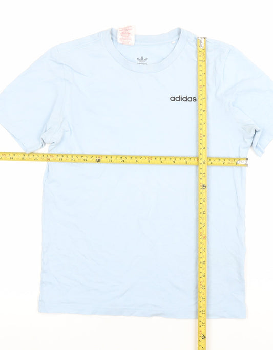 Adidas Boys Blue Logo Cotton T-Shirt 11-12 Years Regular Fit Short Sleeve