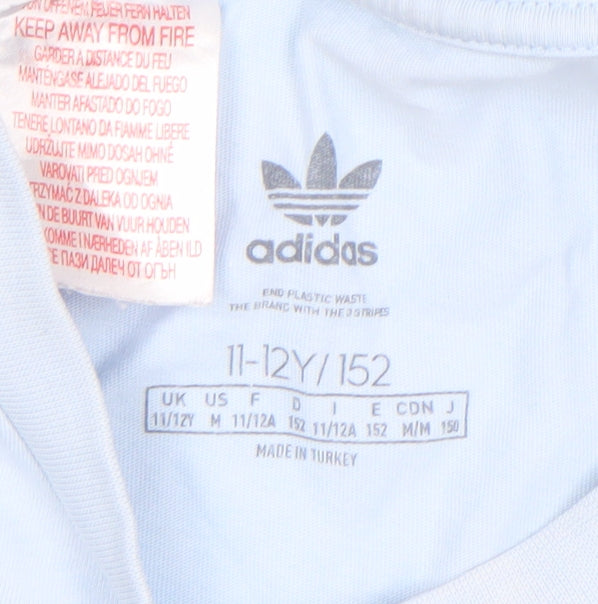 Adidas Boys Blue Logo Cotton T-Shirt 11-12 Years Regular Fit Short Sleeve