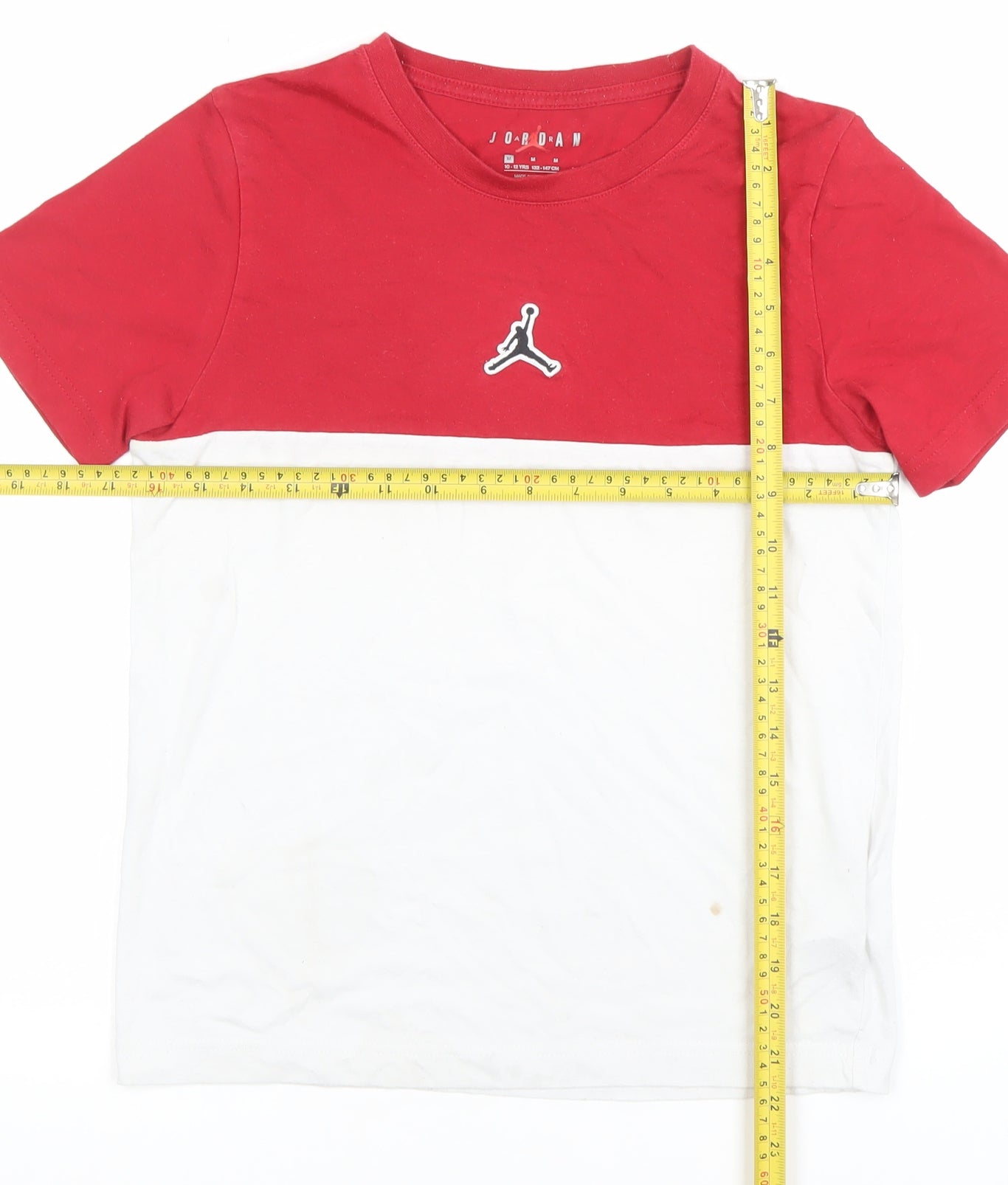 Jordan Boys Red White Colourblock T-Shirt 10-12 Years Sportswear
