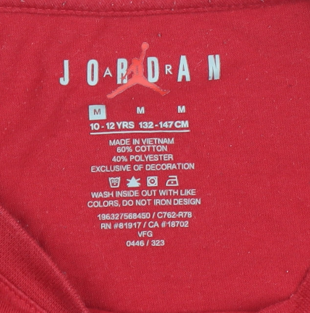 Jordan Boys Red White Colourblock T-Shirt 10-12 Years Sportswear