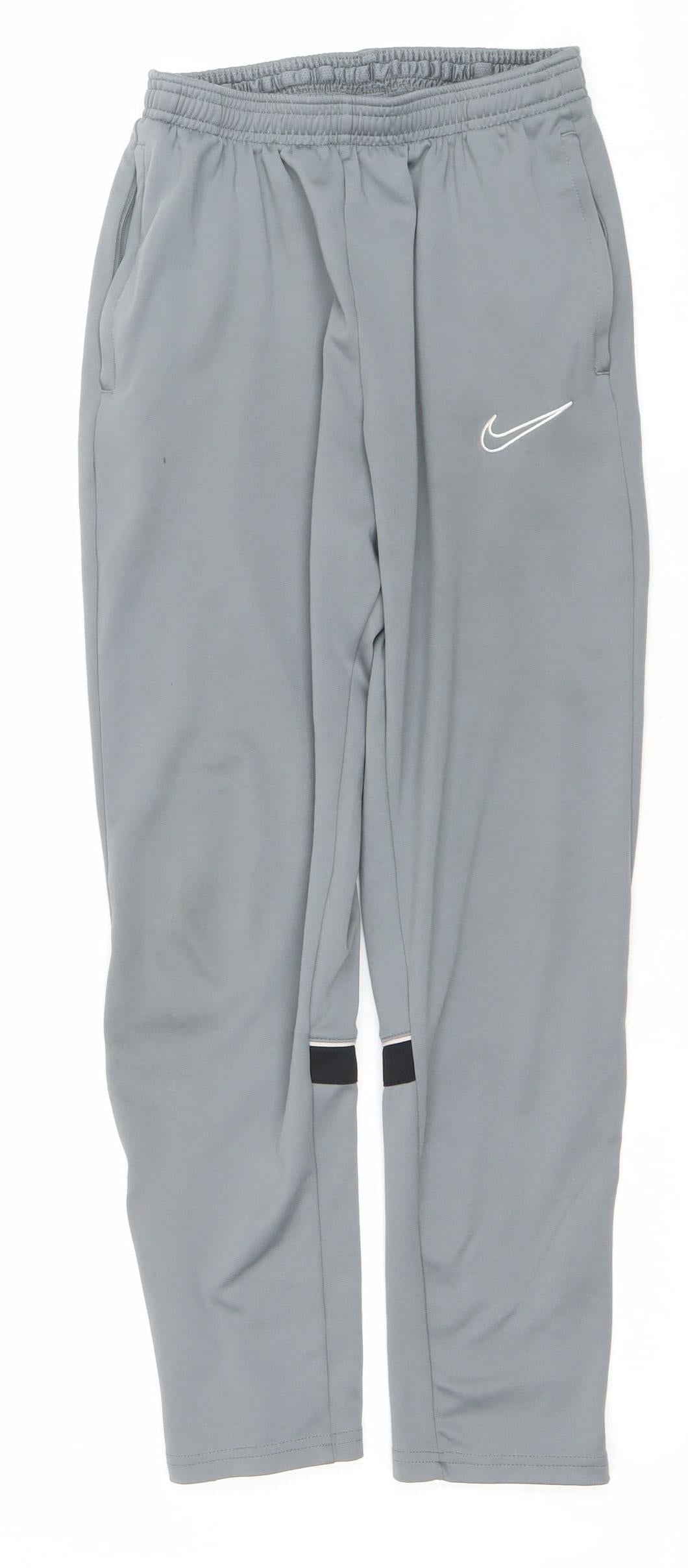 Nike Boys Grey Dri-FIT Track Pants XL 14-15Y Quick Dry Activewear Trousers