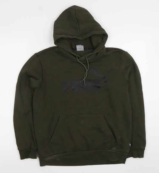 Puma Men’s Green Pullover Hoodie S Regular Fit Fleece Sportswear