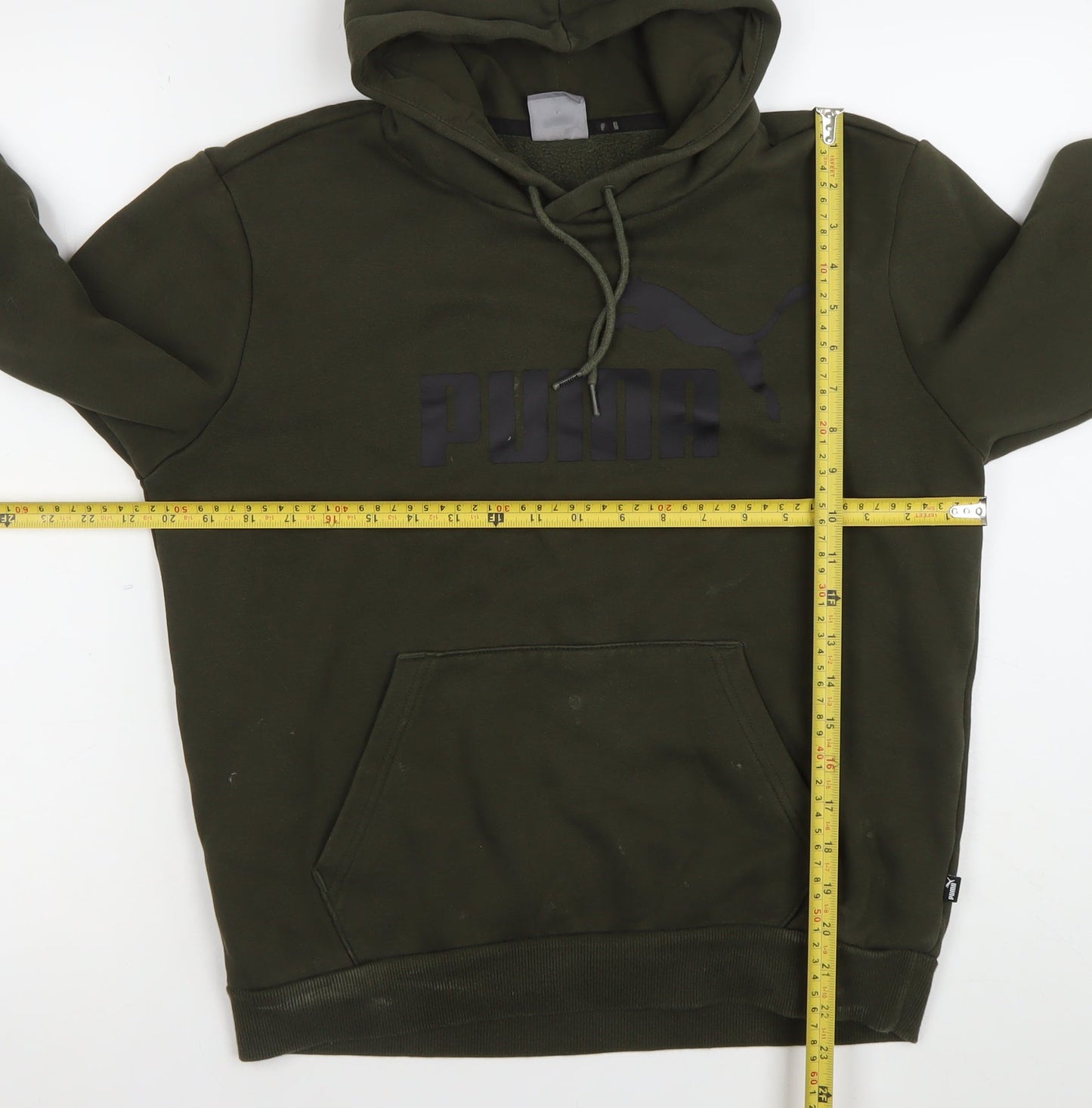 Puma Men’s Green Pullover Hoodie S Regular Fit Fleece Sportswear