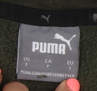 Puma Men’s Green Pullover Hoodie S Regular Fit Fleece Sportswear