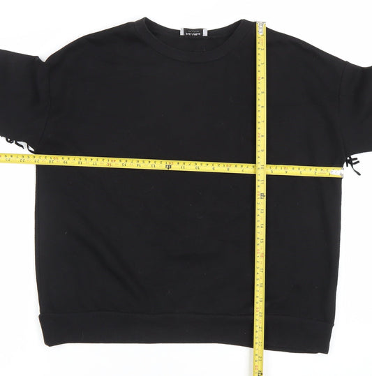 Pull & Bear Women Black S Fringe Long Sleeve Pullover Sweatshirt