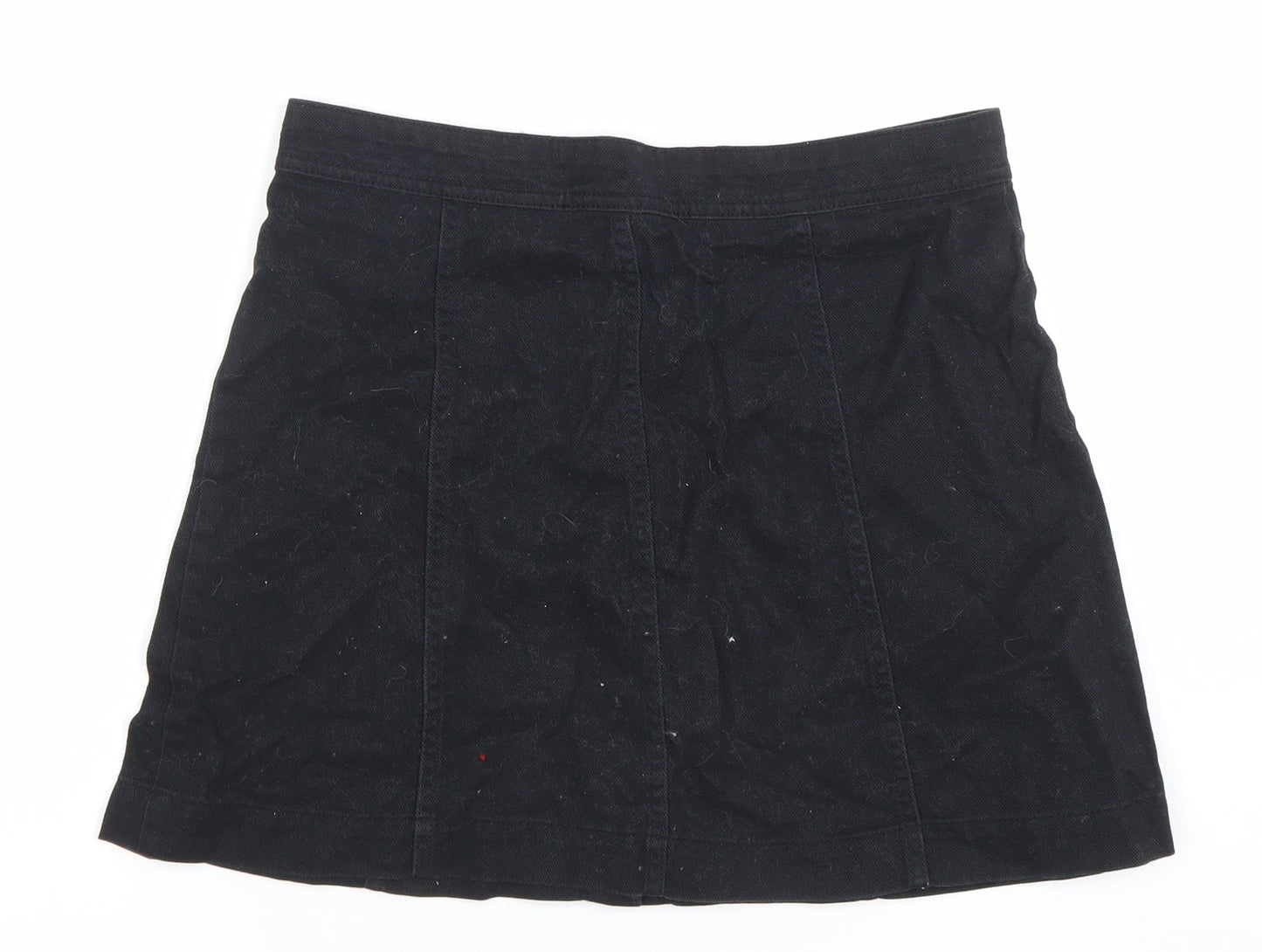 H&M Divided Women's Black Cotton A-Line Button Mini Skirt Size 10