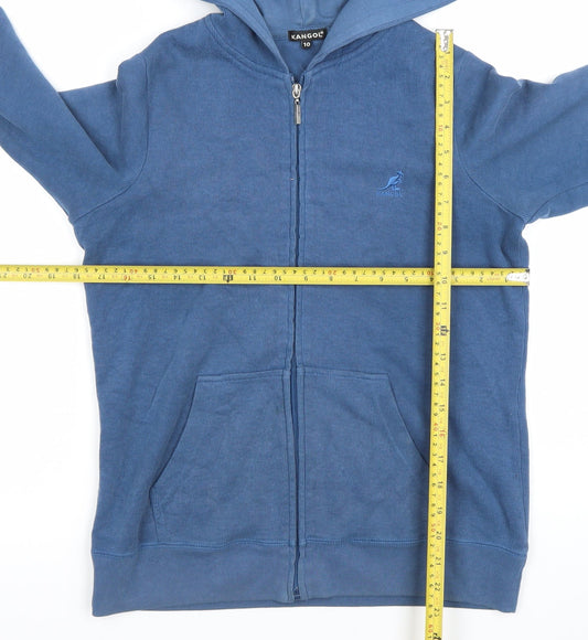 Kangol Women Blue Full Zip Hoodie Size 10 Cotton Blend Casual Sweatshirt