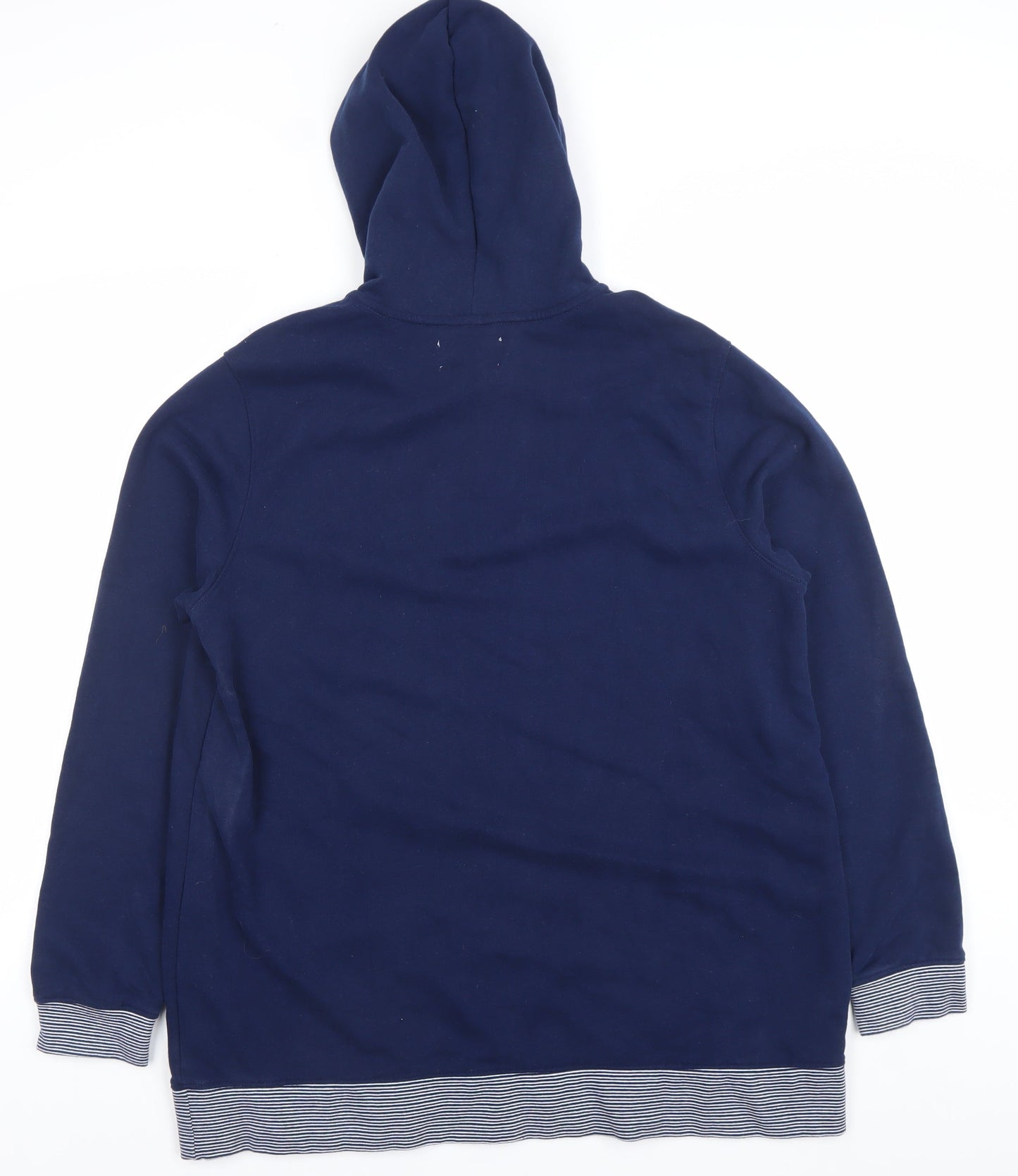 Lands' End Women Navy Henley Hoodie Sweatshirt Size L Cotton Blend