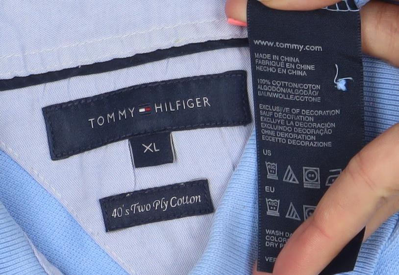 Tommy Hilfiger Men's Blue XL Cotton Polo Shirt Classic Fit