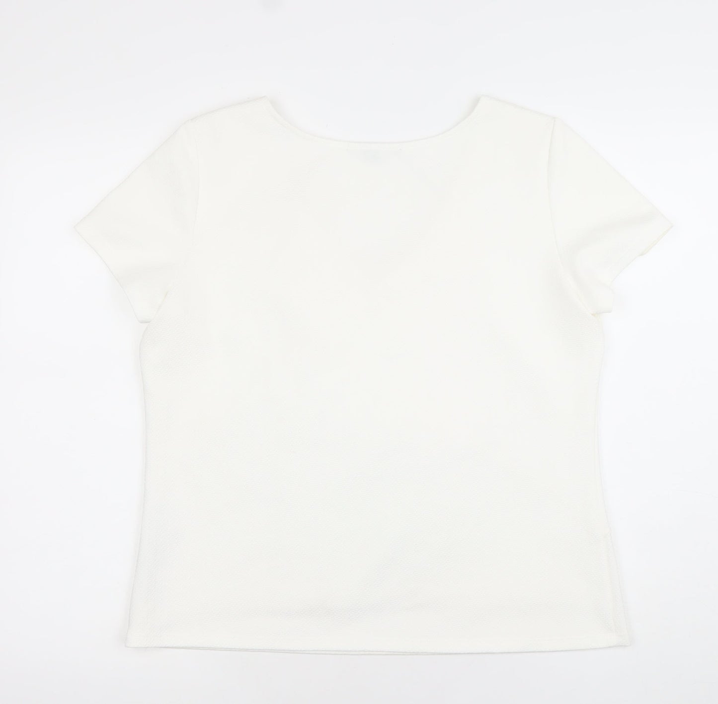 Comma Women White Wrap Blouse Short Sleeve V-Neck Size 12