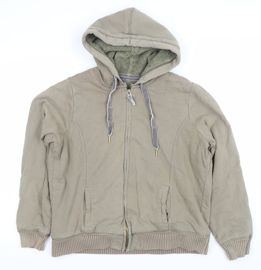 Marks and Spencer Womens Beige Full Zip Hooded Sweatshirt UK 18