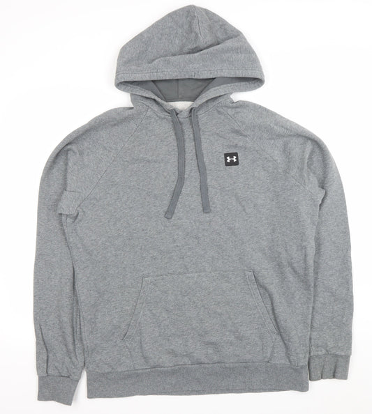 Under Armour Men's Grey Large Pullover Hoodie with Logo and Pockets