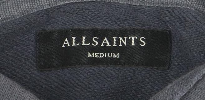AllSaints Men's Blue Full Zip Hoodie Medium Cotton