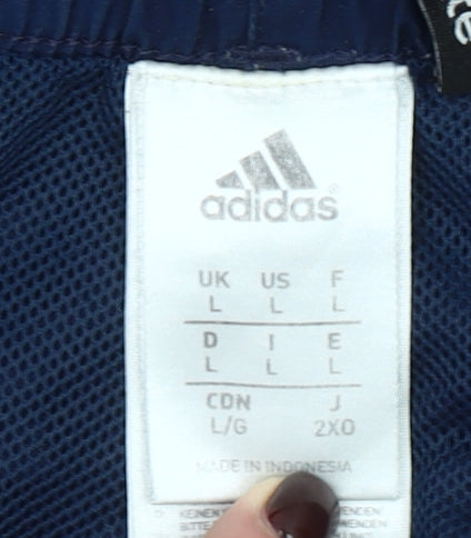 Adidas Men Blue L Jogger Trousers with Red Stripes