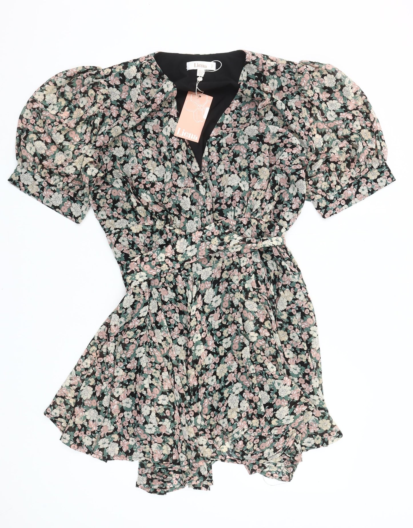 Liena Women’s Multicoloured Floral Short Wrap Dress Size 14