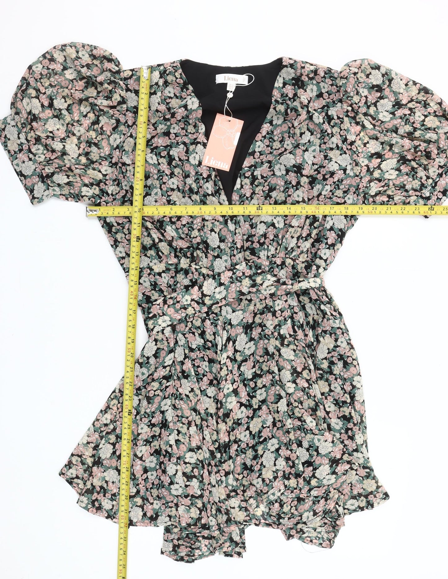 Liena Women’s Multicoloured Floral Short Wrap Dress Size 14